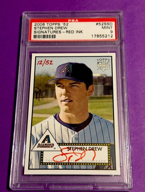 2006 Topps Stephen Drew RC Autogramm - RED INK #/52 - PSA 9 MINT