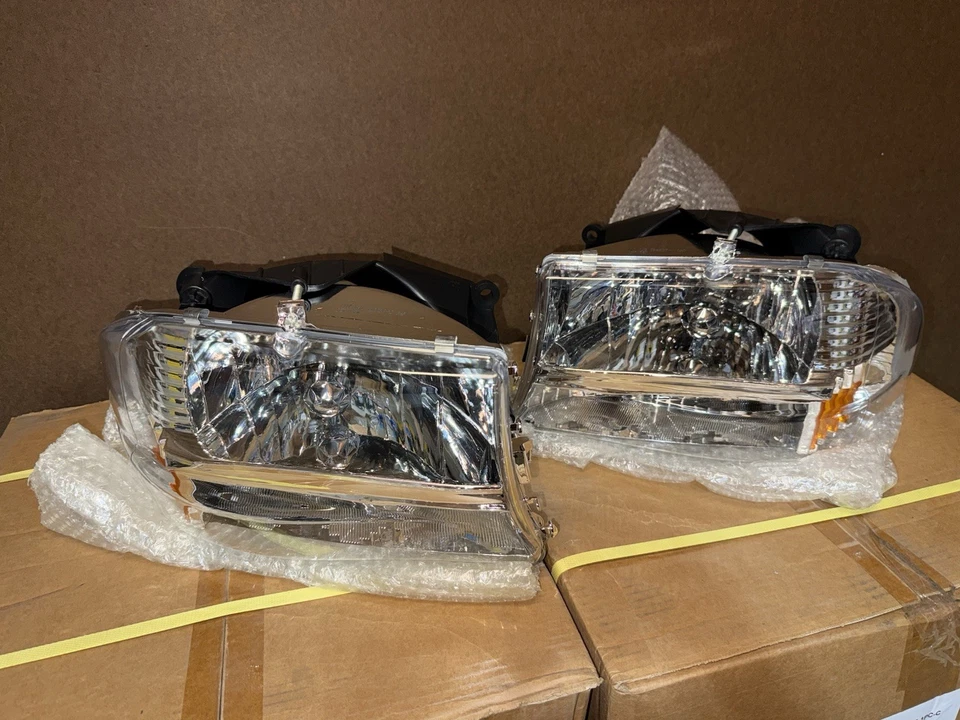 97-04 Dodge Dakota 98-03 Durango Clear 1-Piece Headlights L&R NEW USA Seller - Image 3 of 4