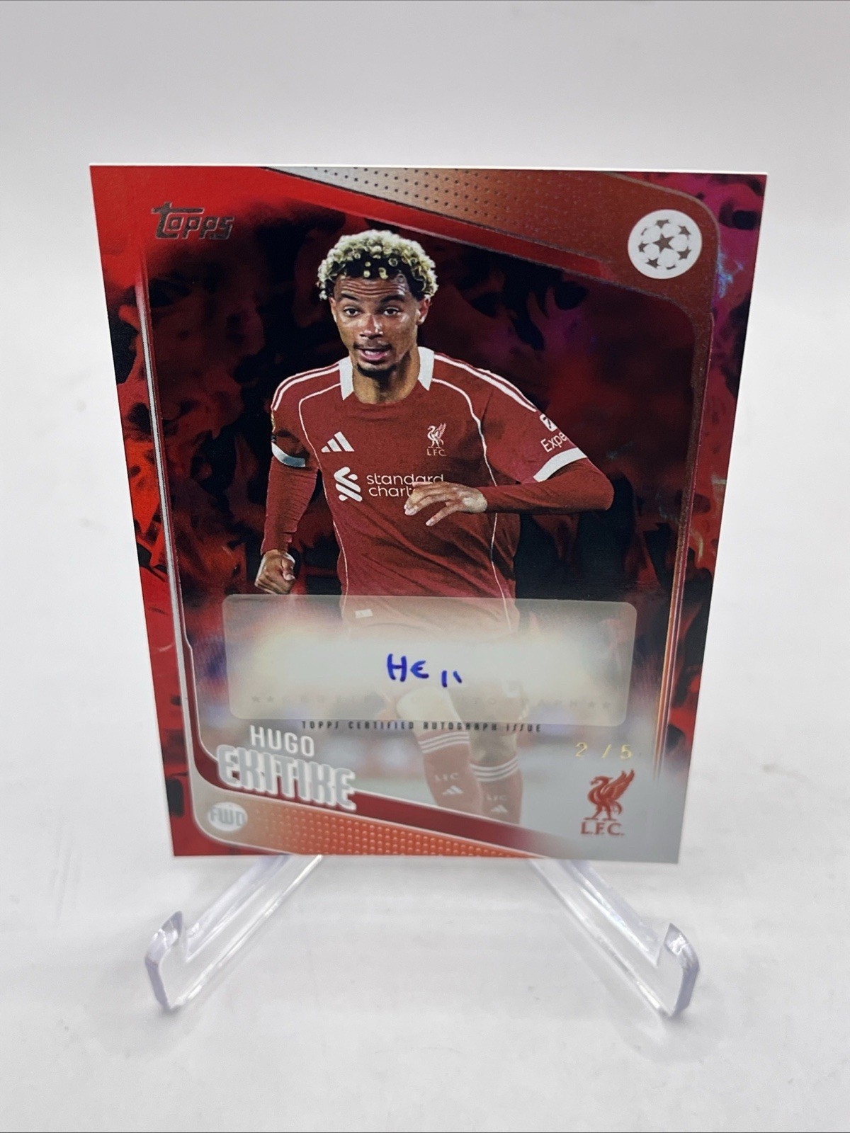 2025-26 Topps Red Refractor Hugo Ekitike Autograph /5 last number LFC Flagship view 11