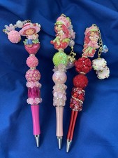 Personalized Strawberry Shortcake Beaded Pen Handmade Kawaii Gift Collectible
