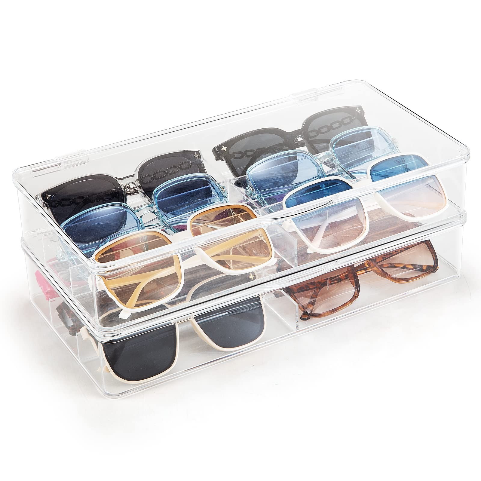 Acrylic Eyeglass Organizer, Stackable Sunglasses Case Storage Organizer with ...