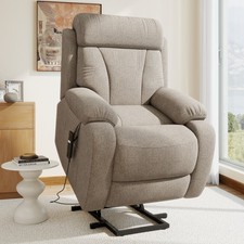Power Lift Recliner Chair w/ Remote, Adjustable, Brown Snowflake Velvet Fabric