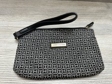 NEW TOMMY HILFIGER Logo Wristlet Fabric/ Leather Wrist Strap