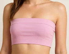 Forever 21 Pink/Mauve Strapless Bandeau Top Medium Stretch Tube Crop