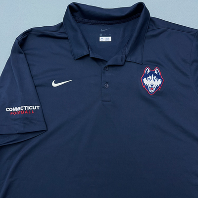 #ad Nike Dri Fit Men#x27;s XL UCONN Football Huskies Navy Polo Connecticut Performance $24.00