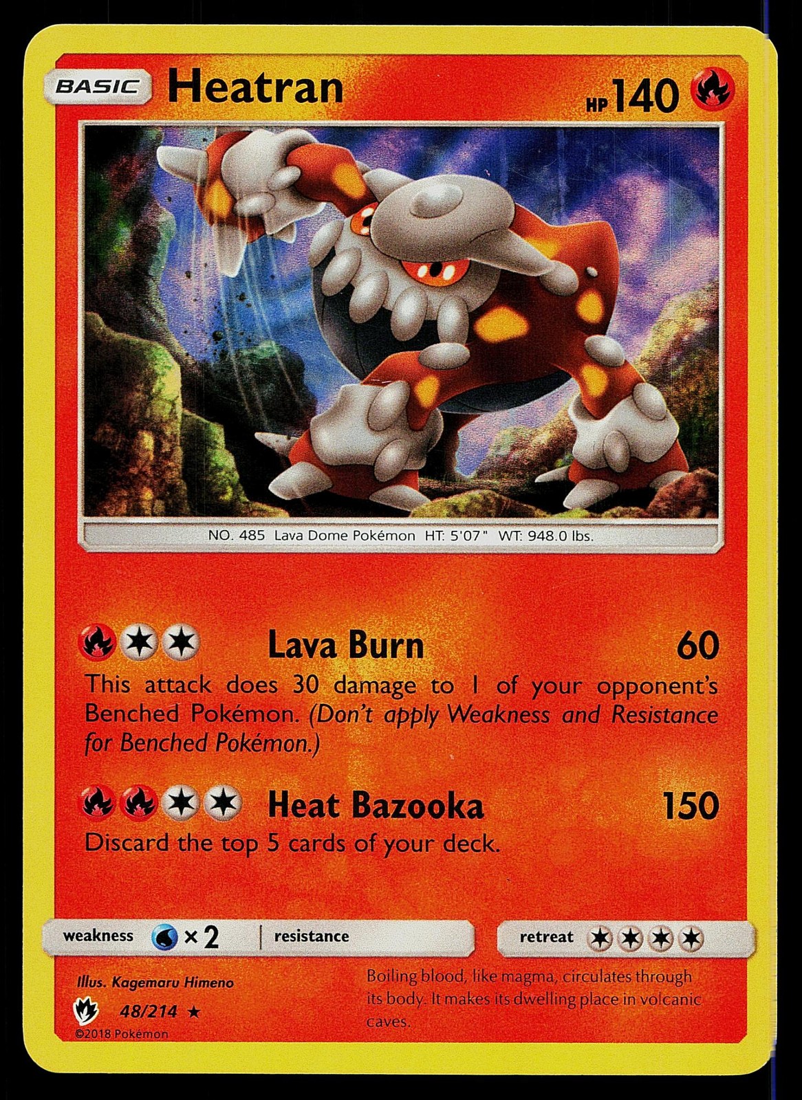 Pokemon Card Lost Thunder Heatran 48/214 Rare Holo