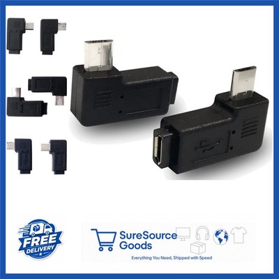Micro USB Right Left Angle Adapter Pair for Cell Phones - 5 Pin Connector