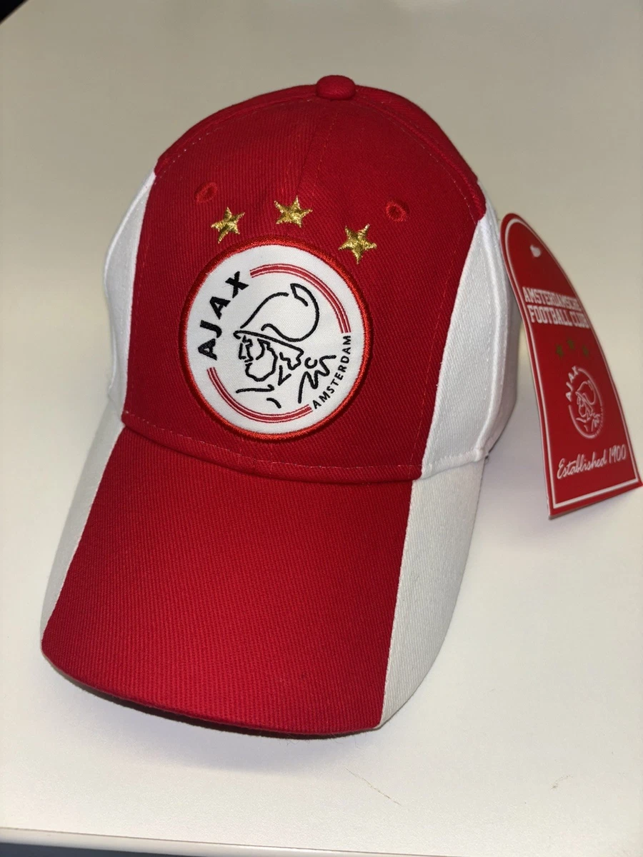 Casquette Ajax Amsterdam Réglable – Blanc Rayure Bleue, Brodée, Taille Unique
