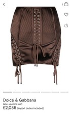Dolce & Gabbana Brown Satin Silk High Waisted Lace Up Corset Mini Skirt New