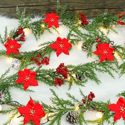 DR.DUDU 9 FT Pre-lit Artificial Christmas Garland with 30 LED Lights, Battery...