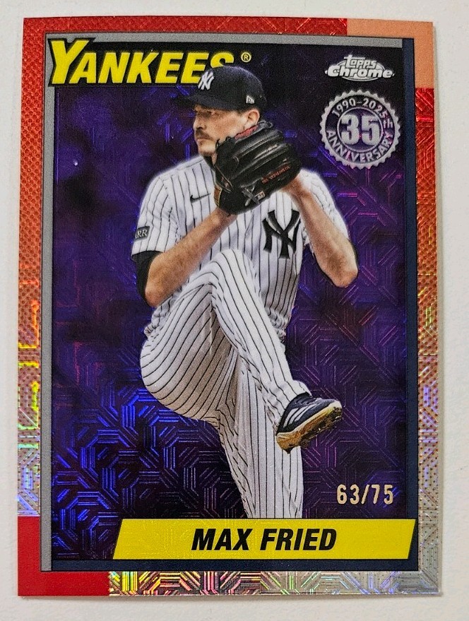 2025 Topps Update 1990 Topps Chrome Purple Mojo Max Fried #U90C-24 /75 Yankees