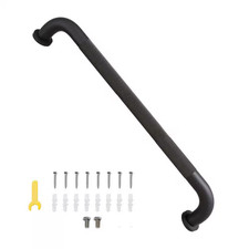 24 In. Stainless Steel Bathroom Grab Bar Matte Black Anti-Slip Knurled Grip Show