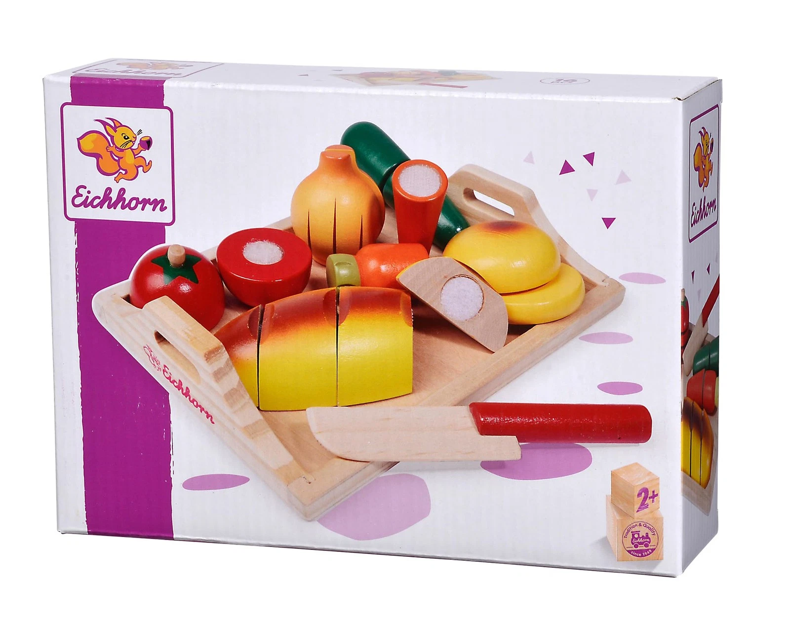 Eichhorn 100003731 Chopping Board with Various Wooden Parts for Cutting 8 Pieces