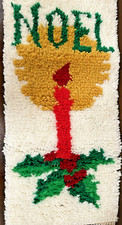 Vintage NOEL Needlepoint Christmas Candle 7" x 4.5" Yarn Needlework Decoration