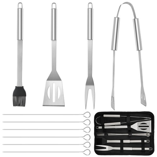 11pcs BBQ Grill Tools Set Grilling Accessories Kit Camping Utensils Set with bag