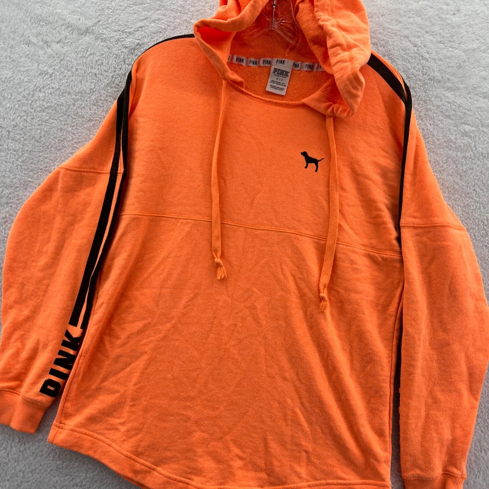 UNDERCOVER Felpa con cappuccio Victoria's Secret donna piccola pullover arancione manica lunga logo top