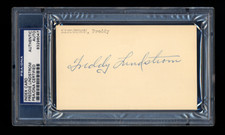 FREDDIE LINDSTROM SIGNED INDEX CARD MINT PSA/DNA AUTOGRAPHED HOF VINTAGE GIANTS