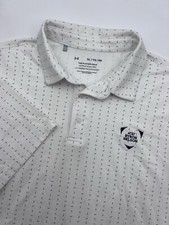 Under Armour The Playoff Polo Shirt Mens Sz 2XL White All Over Print Geometric
