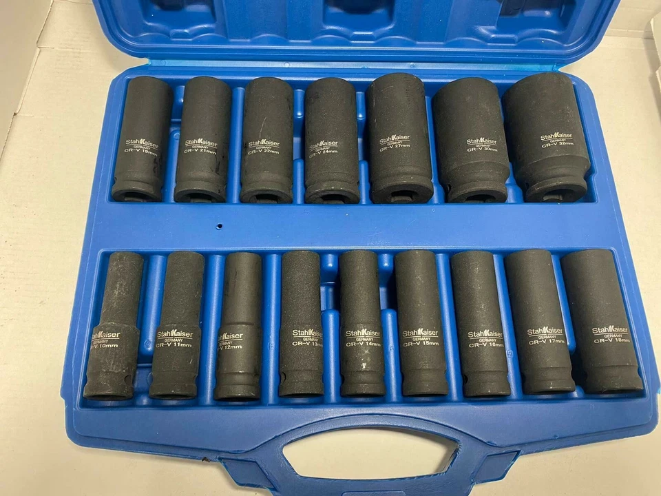 BUSSOLE 1/2 LUNGHE  -SET  10/32mm - 18pz - impatto utensili aria - - Immagine 2 di 3