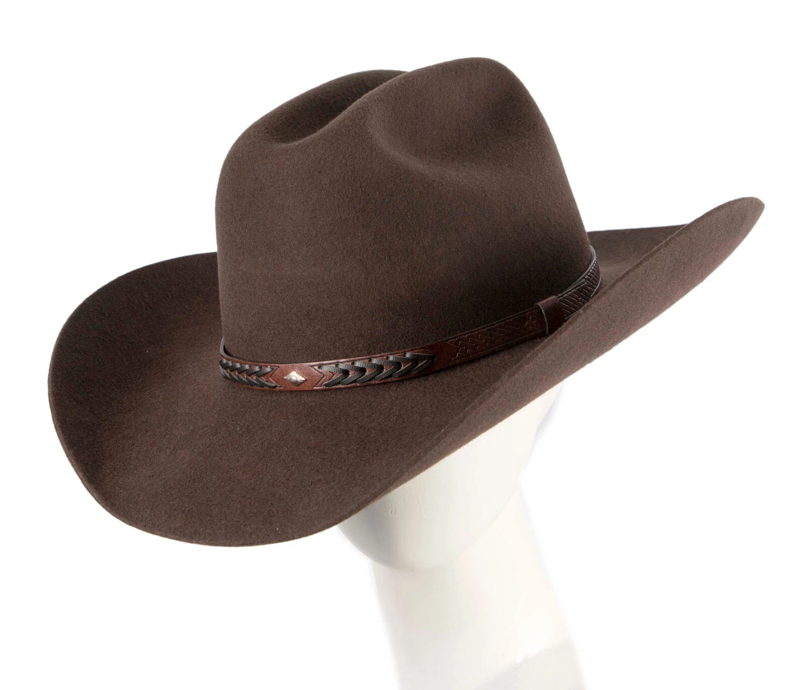 Brown Australian Felt Wide Brim Cowboy hat -- Hats From OZ -- 100% Aussie Seller