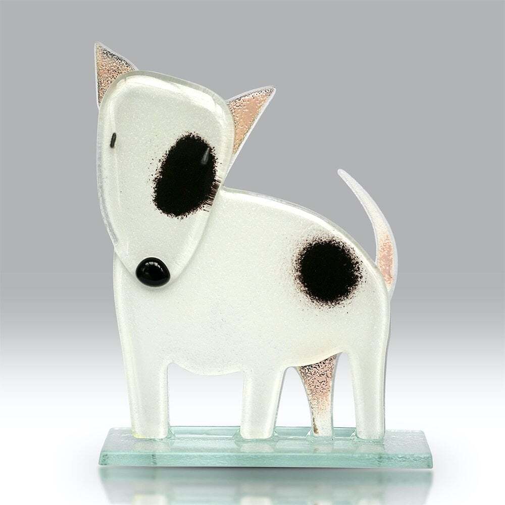 Nobile Glassware White Bull Terrier Glass Dog Ornament 2008-19
