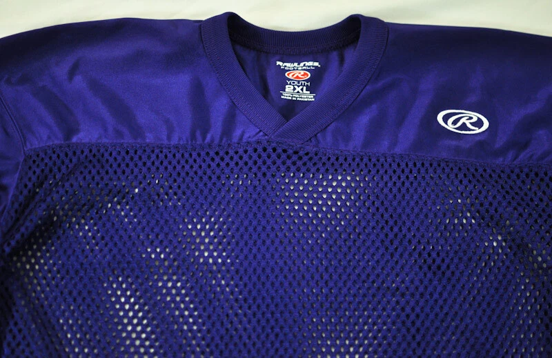 Camiseta de fútbol Rawlings para niño talla juvenil 2XL azul corte profesional poliéster Foto 4 de 4