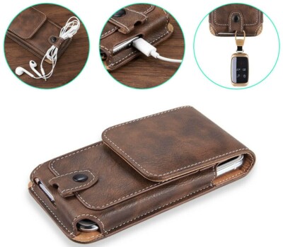 For Samsung Galaxy S26 S25 S24 S23 Brown Leather Belt Clip Tradesman Case Pouch