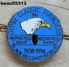 ⭐1996 STURGIS JACKPINE GYPSY SOUTH DAKOTA HARLEY BIKE RALLY VEST HAT PIN