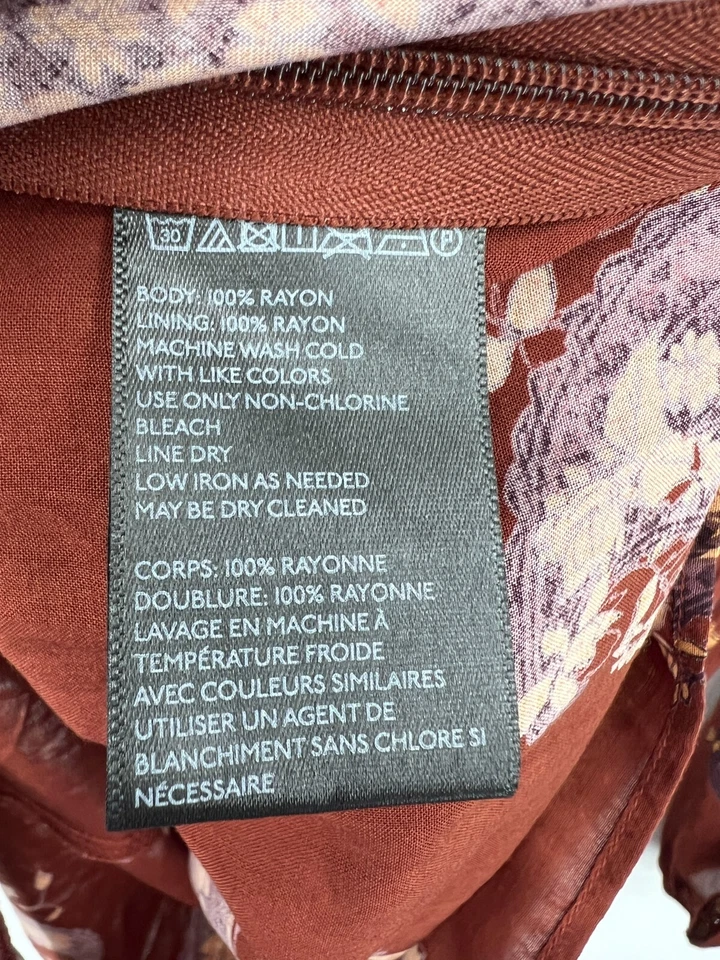 Mameluco Ecote Mujer 6 Marrón Óxido Floral Manga Larga Cuello en V Boho Festival Foto 4 de 4