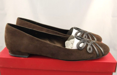 Vaneli Dress Brown Suede Leather Flats Shoes Womens 8N Callee Low Heel Slip On