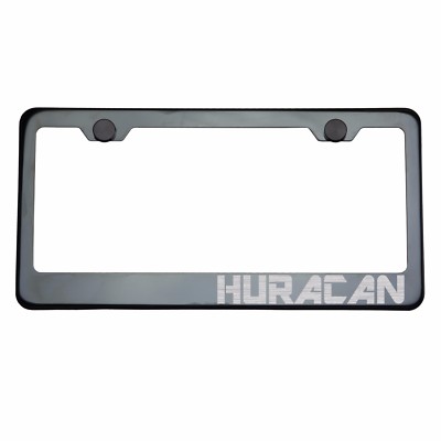 Titanium Gun Metal License Plate Frame HURACAN Laser Etched Metal Screw Cap