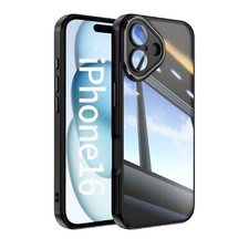 For iPhone 16 15 14 13 12 Pro Max Shockproof Clear Built-in Lens Protector Case