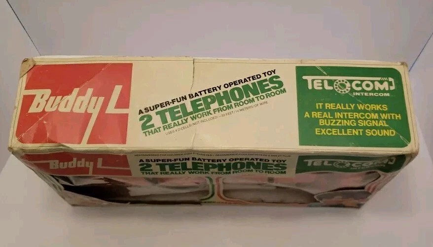 复古 Buddy L Telecom Intercom 2 红色玩具电话原装盒 — 第 4/4 张图片