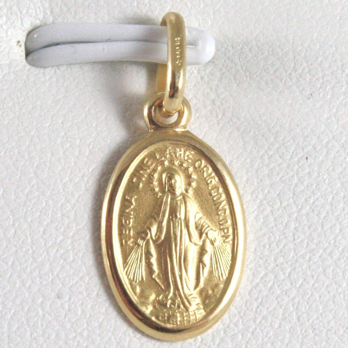 SOLID 18K YELLOW GOLD MIRACULOUS MEDAL VIRGIN MARY MADONNA