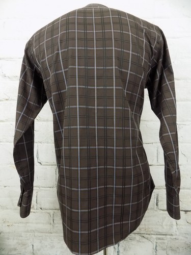 thomas dean mens size medium brown plaid long sleeve button