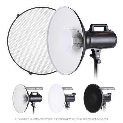 Studio Reflector 16'' Beauty Dish Standard Bowens Mount Flash Strobe Mount H0L6