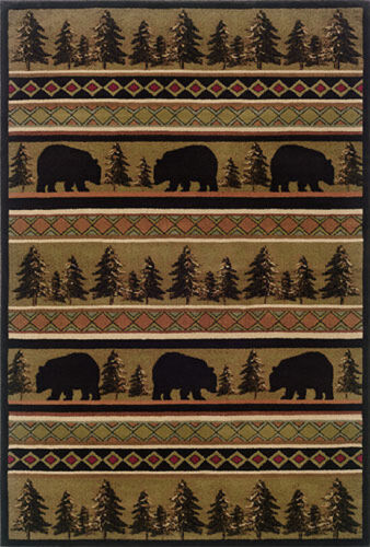 6x8 Sphinx Brown Southwest Lodge Bears 1066A Area Rug - Approx 5' 3'' x 7' 6''