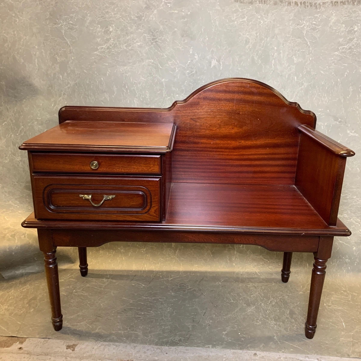 Vintage Phone Table Telephone bench seat Drawers Mahogany Hall