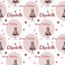 PERSONALISED MANNEQIN DRESS BIRTHDAY FOR HER NAME WRAPPING PRESENT WRAP PAPER 