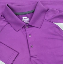 Slazenger Golf Shirt Mens L Purple Gray Performance Polo Short Sleeve Colorblock