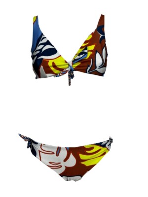 JUSTMINE Segelbikini Doubleface Cup C blau/weiß/Ziegel B2699C 1139