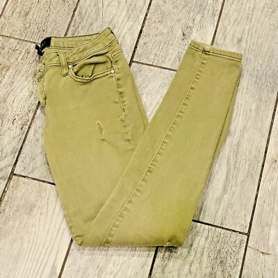 Celebrity Pink Size 5/27 Mid Rise Skinny Denim Jeans Distressed Olive Green