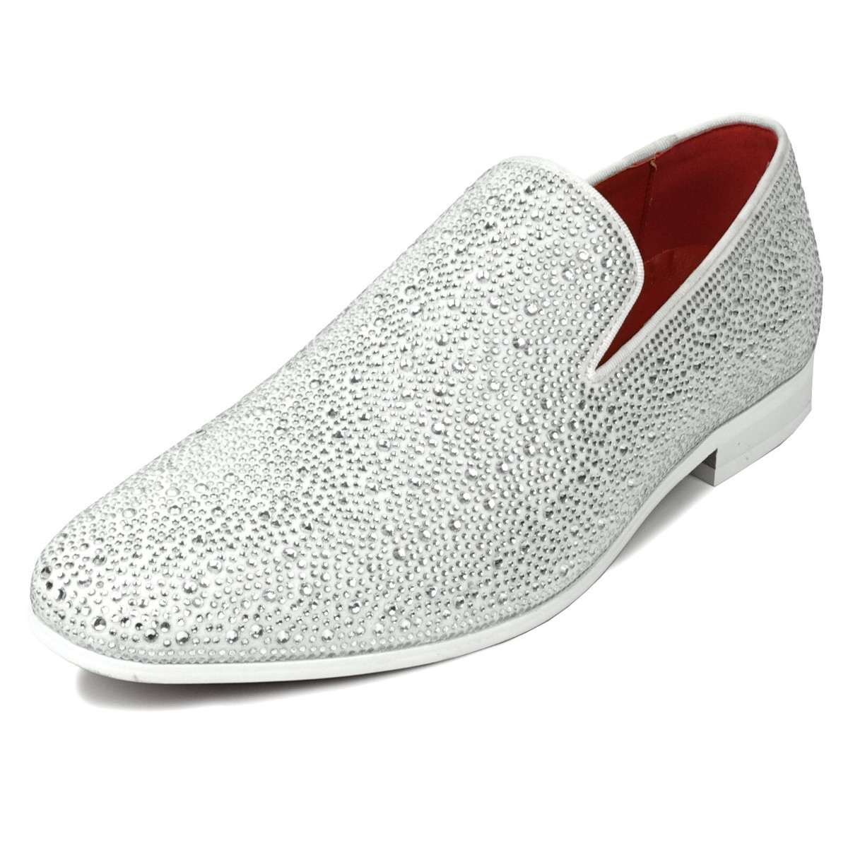 FIESSO JEWELED SLIP SHOE Fiesso Mens Black Silver Rhinestone Embellished SlipOn Dress  main image 3