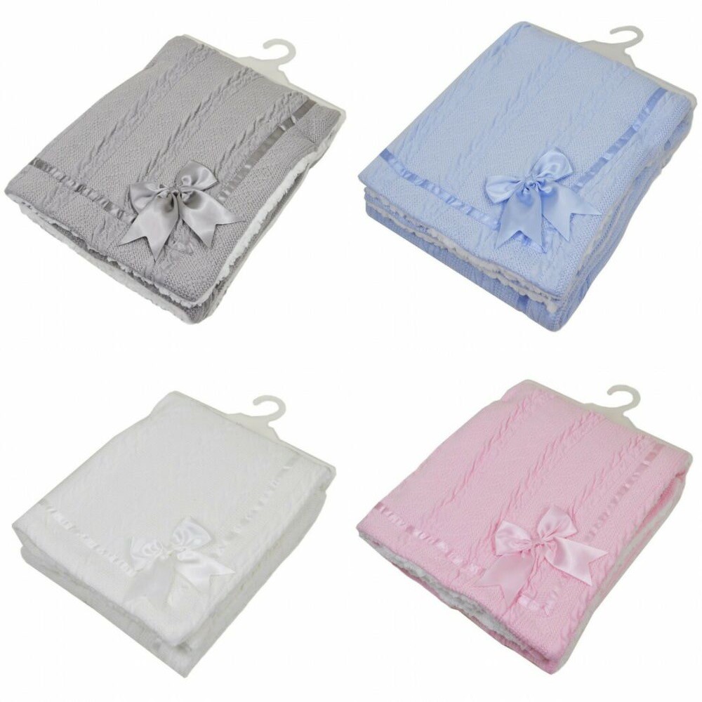 NEW Baby Blankets Spanish Romany Style Sherpa Bow Wrap Blanket Baby