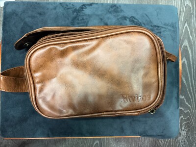 Elviros Toiletry Bag for Men Large Travel Shaving Dopp Kit Organizer PU Leather