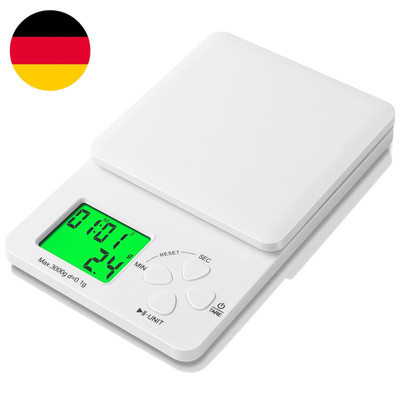 Küchenwaage Digital Mit Timer, 3Kg/0.1G Hochpräzise Kaffeewaage, Kitchen Scale M