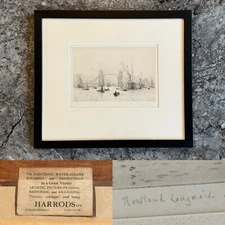 Freshly Framed Pencil Signed Etching By Rowland Langmaid (Tower Bridge, London)
