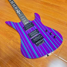 New Green Stripes Purple Electric Guitar With Floyd Rose Tremolo