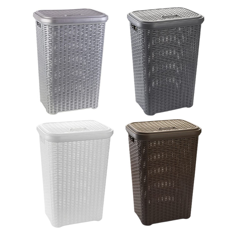 Cesto Biancheria Design Rattan 7501 - Portabiancheria Moderno 60L
