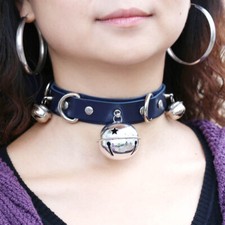 Punk Leather Choker Necklace Multilayer Bells Metal Chocker Collar